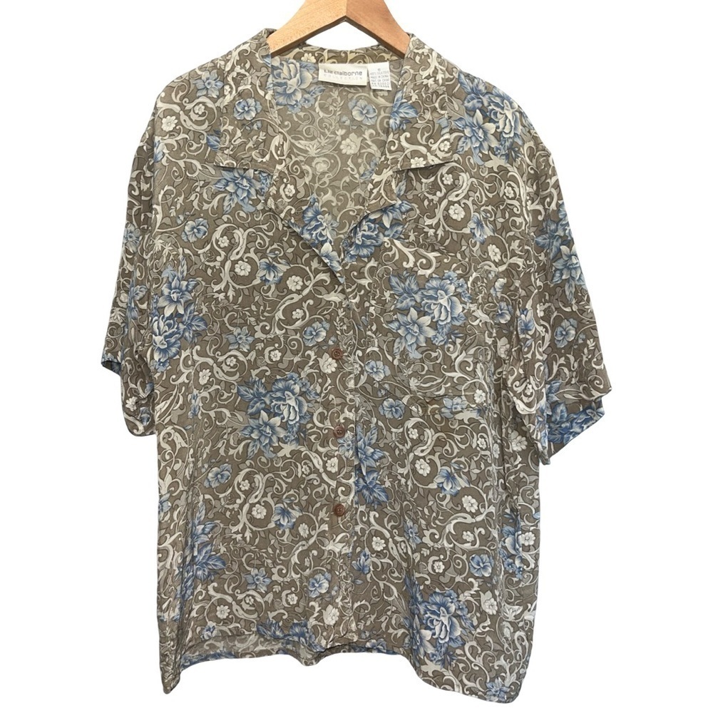 Vintage Liz Claiborne Collection 100% Silk Floral Blouse